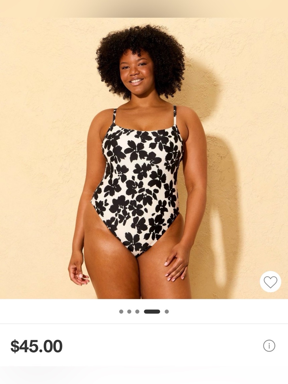 Shade & Shore Black and White Floral One-Piece